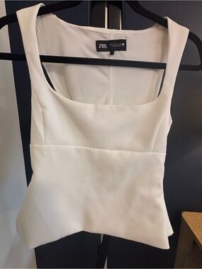 Zara White Square Neck Top
